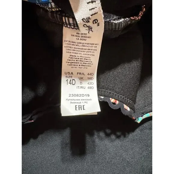 profile by Gottex Rising Sun Floral One-Piece Bathing Suit 14D D Cup - Picture 5 of 7